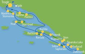 Cycling holidays in Southern Dalmatia - map