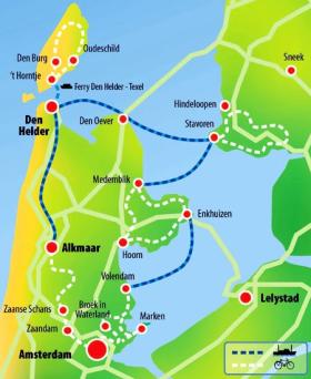 IJsselmeer & North Sea coast on MS De Willemstad - map