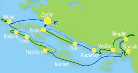 Inselhüpfen in Nord-Dalmatien mit MY Voyage - Karte