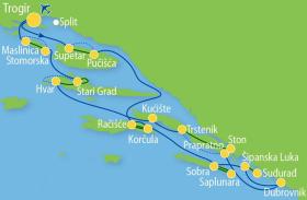 Inselhüpfen in Süddalmatien - Karte
