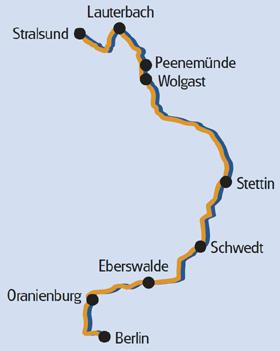 Stralsund - Berlin by boat & bike - map