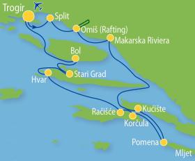 Kreuzfahrt in Kroatien - Mit Motoryacht - Karte