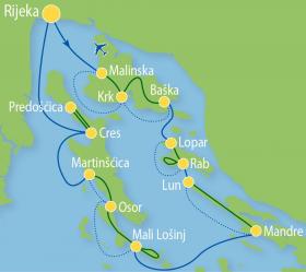 Inselhüpfen in Kroatien - Karte
