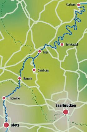 Moselle tour from Cochem to Metz - map