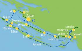 Radtour in Nord-Dalmatien mit MS Dalmatino - Karte