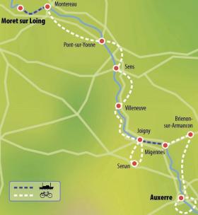 Nord-Burgund mit Rad & Schiff - Karte