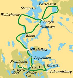 Rad & Schiff in Masuren - Karte