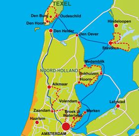Mit Rad & Schiff in Nordholland - Karte