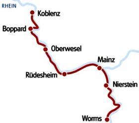 Radreise am sagenumwobenen Rhein - Karte