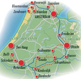 Radreise in Süd-Holland - Karte