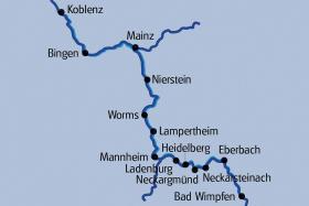 Radtour an Neckar und Rhein - Karte