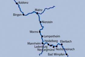 Bike tour along Rhine and Neckar - map