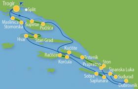 South Dalmatia with MS Orkan - map
