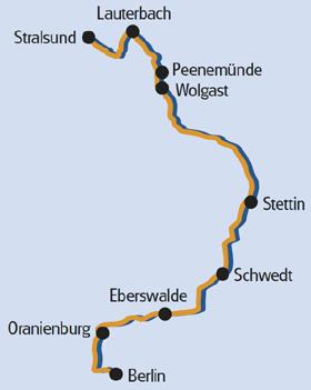 Stralsund - Berlin mit Rad & Schiff - Karte