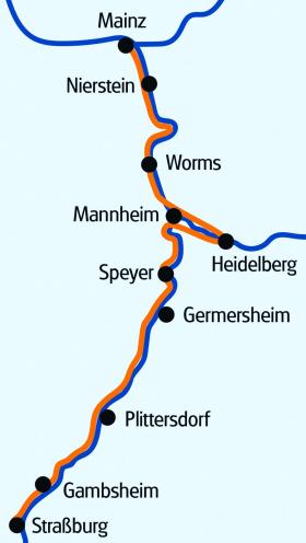 Straßburg - Mainz mit Rad & Schiff - Karte